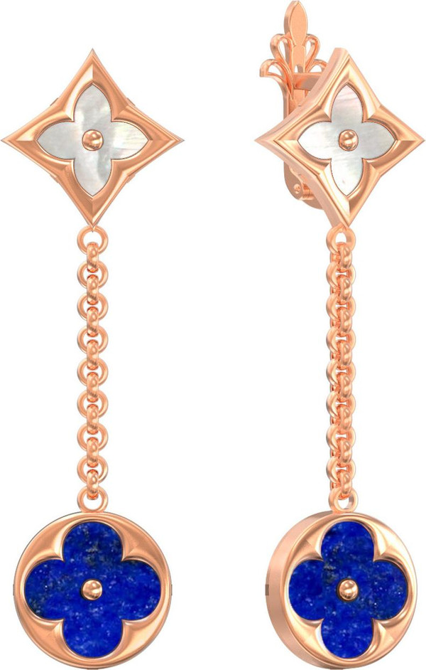 Серьги из золота c лазуритом и перламутром