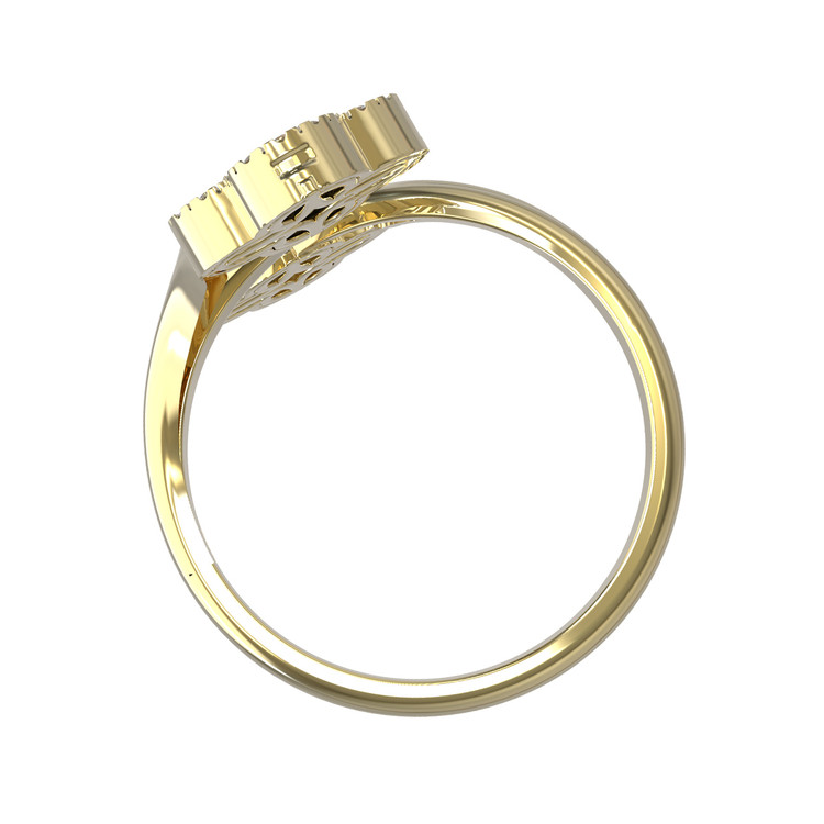 Кольцо из лимонного золота c бриллиантами, лазуритом и перламутром