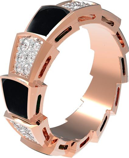 Кольцо из золота c бриллиантами и ониксом