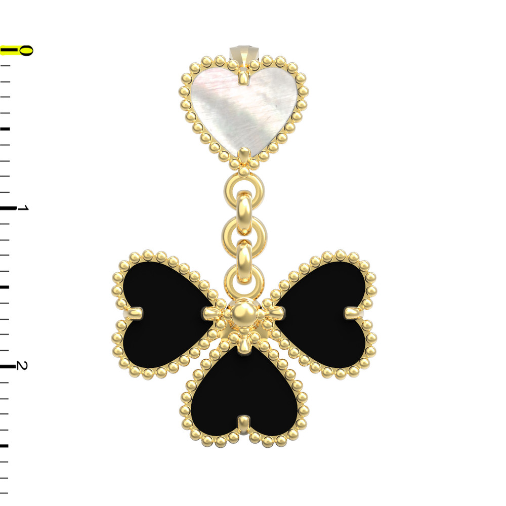 Подвеска из лимонного золота c ониксом и перламутром