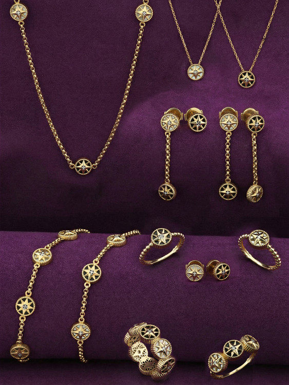 Серьги из лимонного золота c бриллиантами, ониксом и перламутром