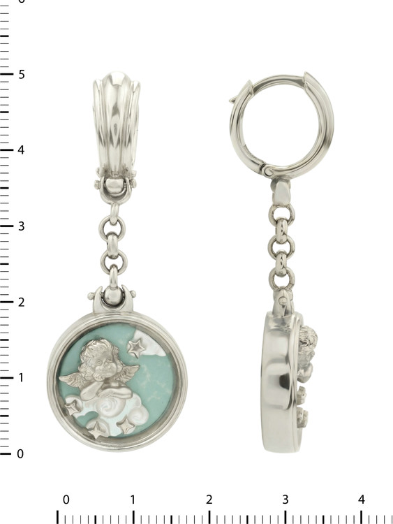 Серьги из белого золота c бирюзой и перламутром