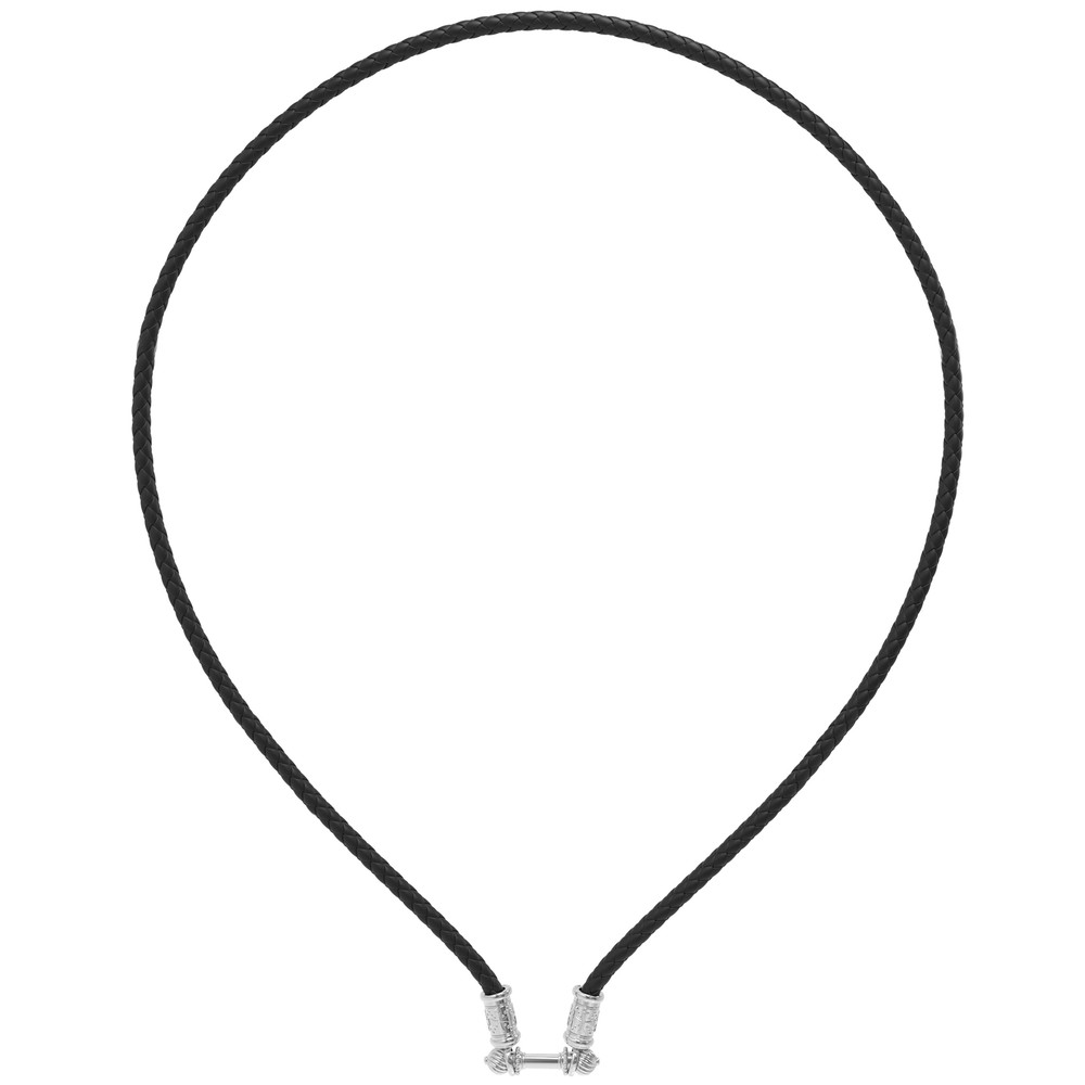 Шнурок кожаный из белого золота c кожаным шнурком