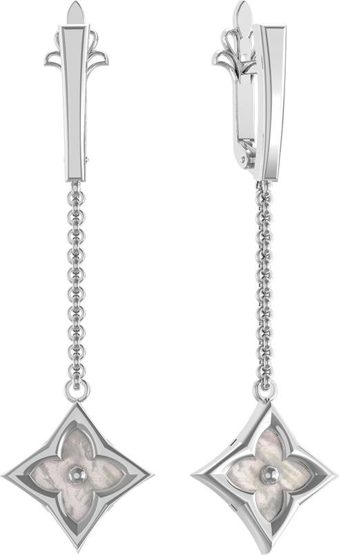 Серьги из белого золота c перламутром