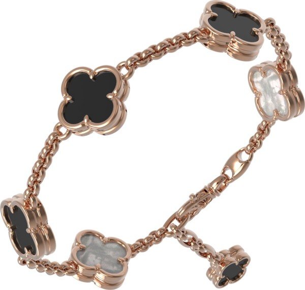 Браслет из золота c ониксом и перламутром