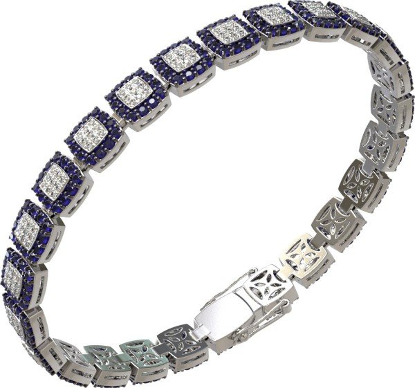 Браслет из белого золота c бриллиантами и сапфиром