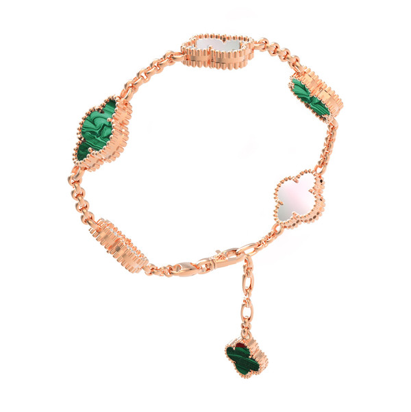 Браслет из золота c малахитом и перламутром