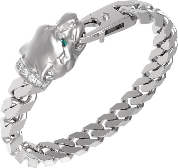 Браслет из белого золота c бриллиантами и изумрудом