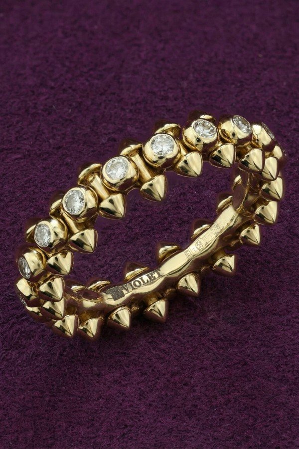 Кольцо из лимонного золота c бриллиантами