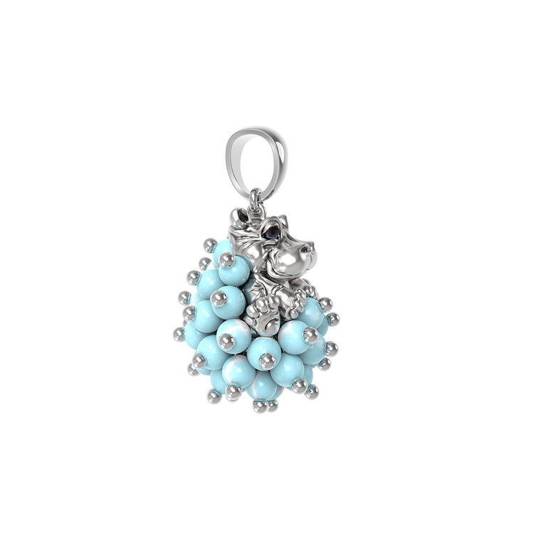 Подвеска из белого золота c эмаль и бирюзой