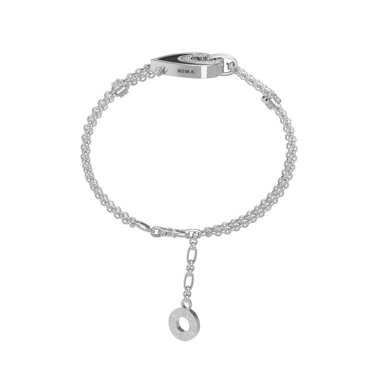 Браслет из белого золота c бриллиантами, ониксом и перламутром