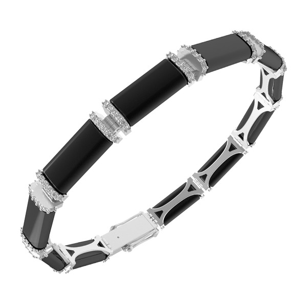 Браслет из белого золота c бриллиантами и ониксом