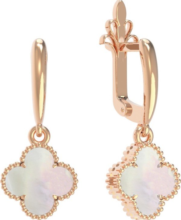 Серьги из золота 585 пробы c перламутром