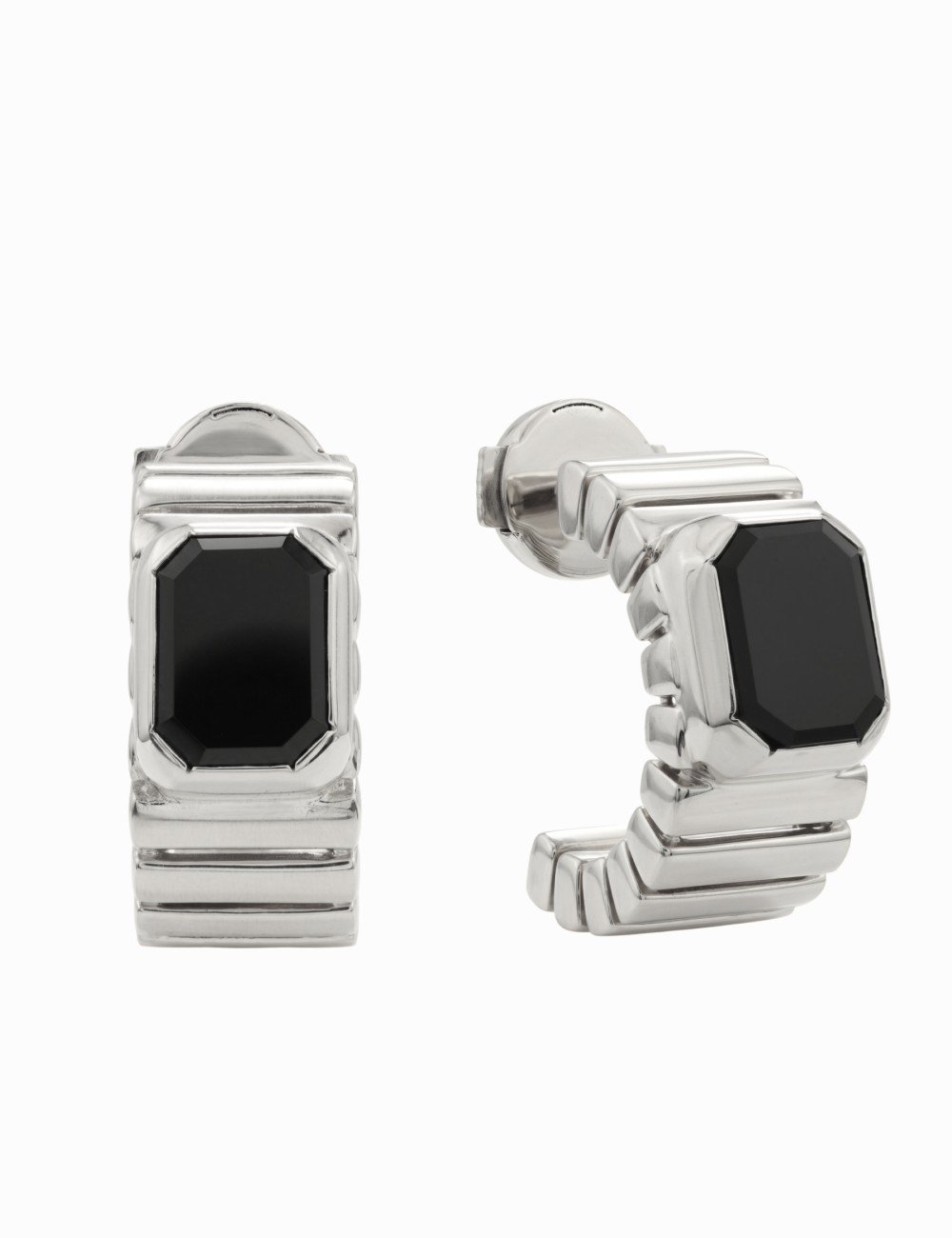 Серьги из белого золота c ониксом