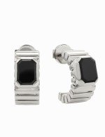 Серьги из белого золота c ониксом