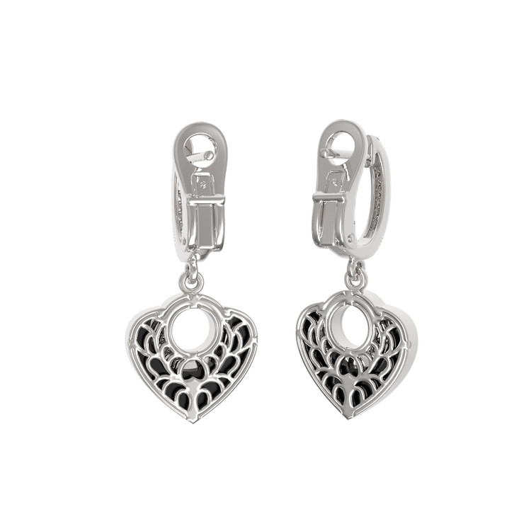 Серьги из белого золота c бриллиантами и ониксом