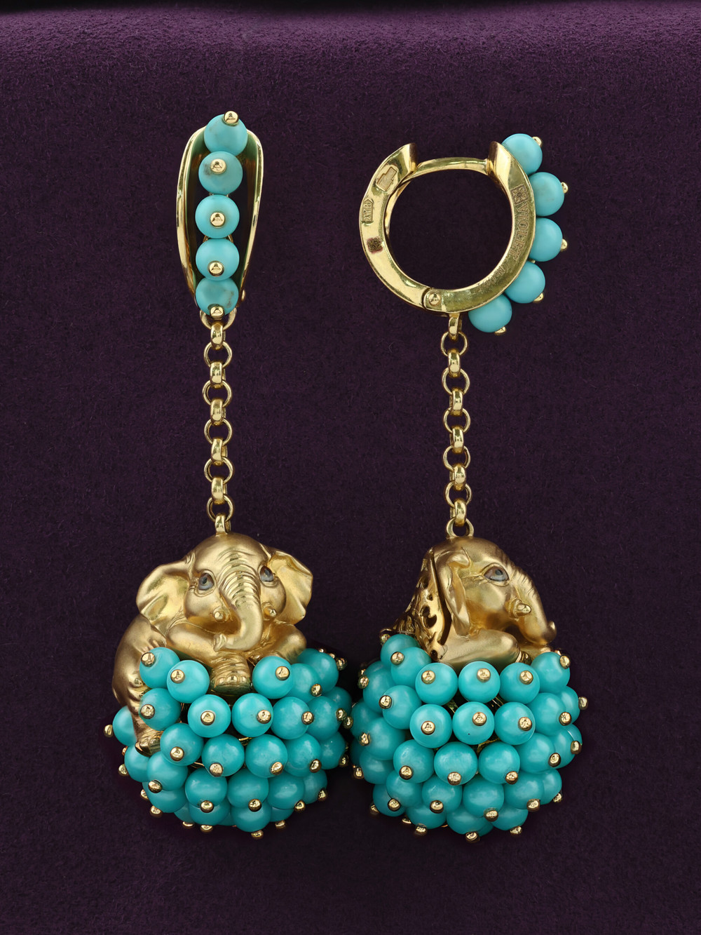 Серьги из лимонного золота c эмаль и бирюзой