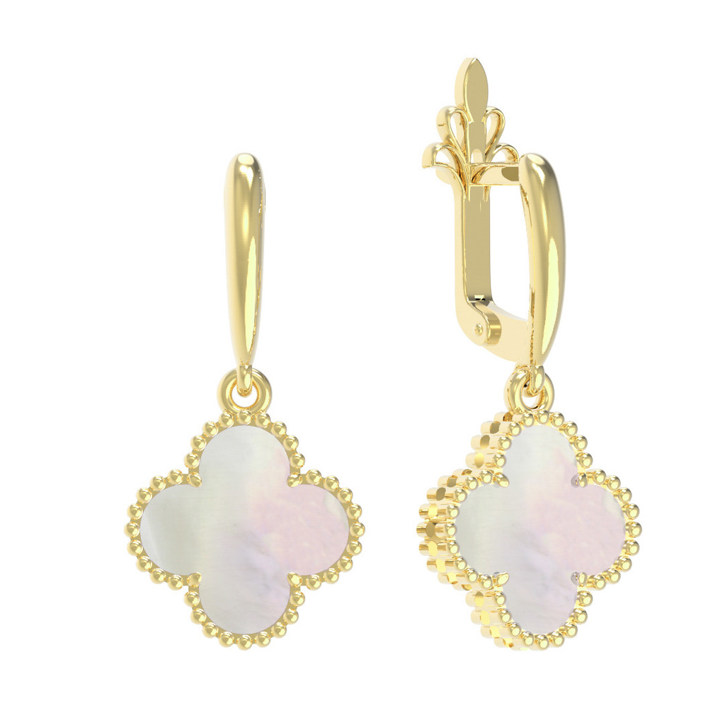 Серьги из лимонного золота c перламутром