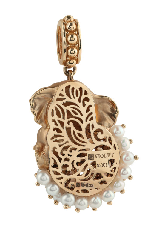 Подвеска из золота c эмаль и жемчугом