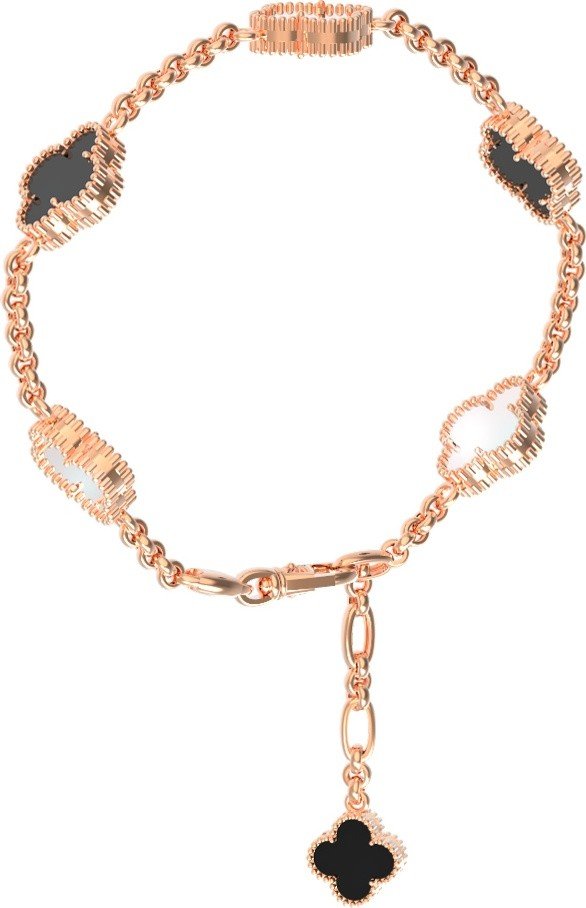 Браслет из золота 585 пробы c ониксом и перламутром