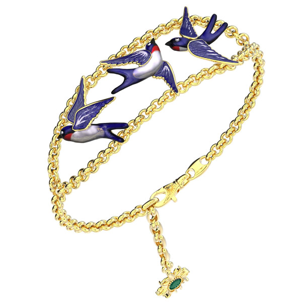 Браслет из лимонного золота c эмаль и топазом London