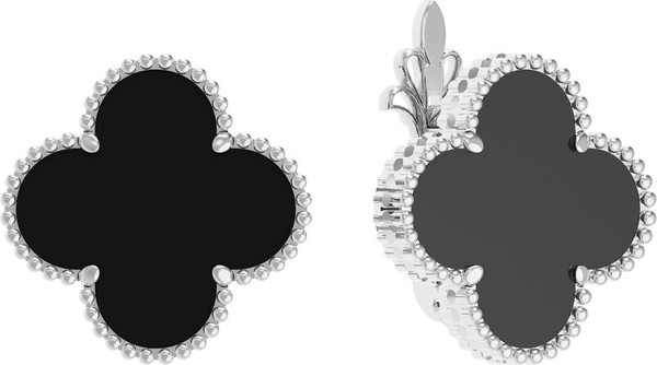 Серьги из белого золота c ониксом