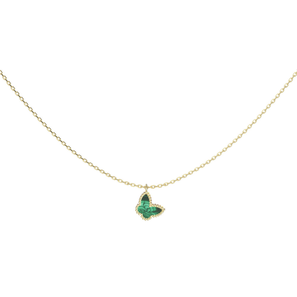 Колье из лимонного золота c малахитом