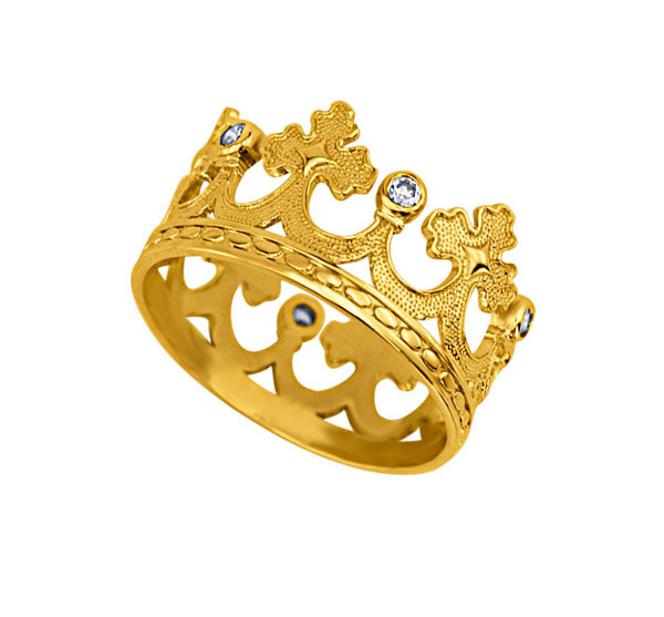 Кольцо из лимонного золота c фианитом