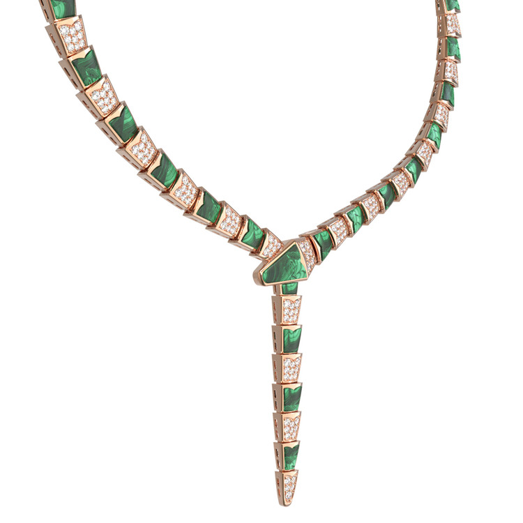 Колье из золота c бриллиантами и малахитом