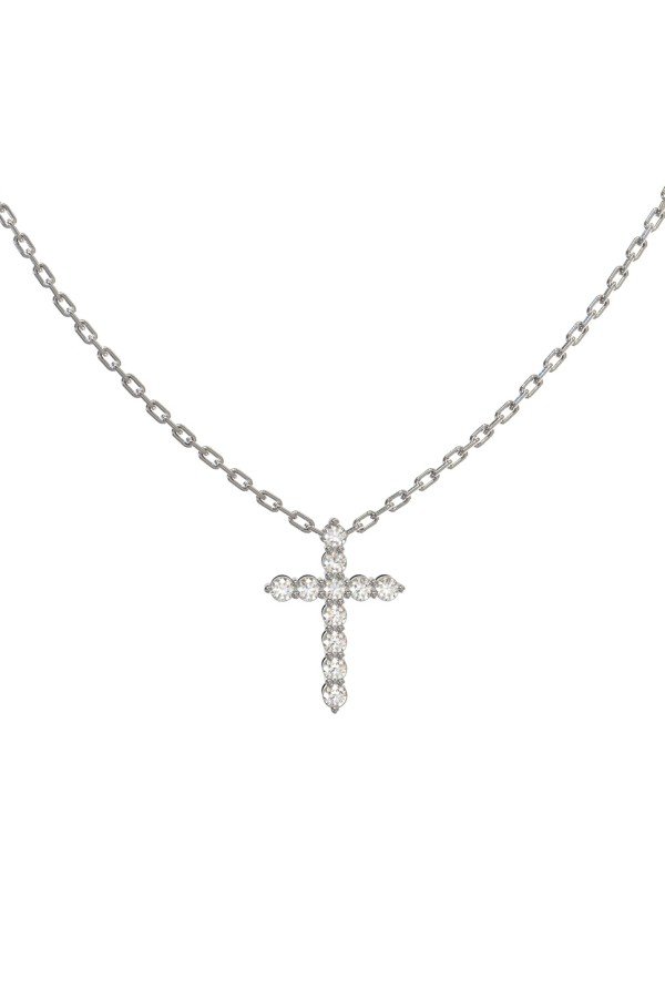 Крест из белого золота c бриллиантами