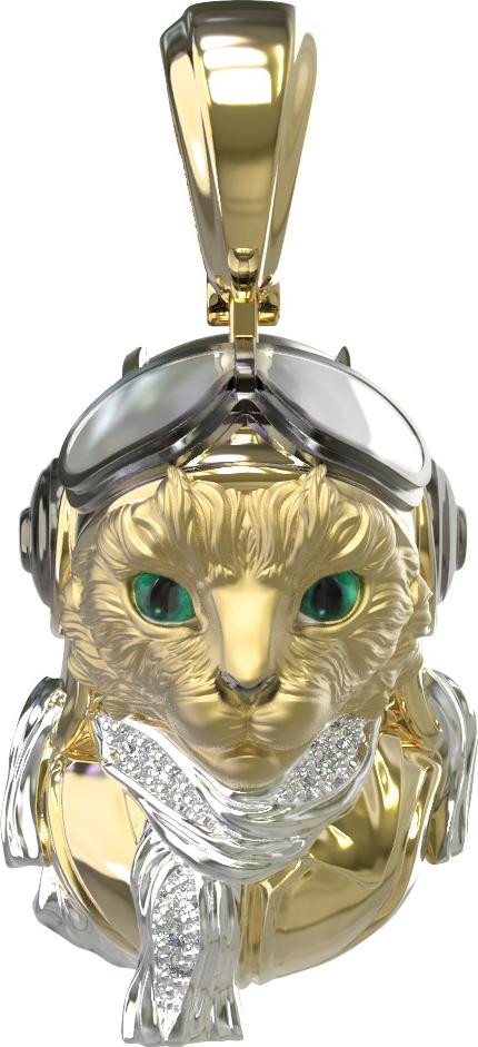 Подвеска из лимонного золота c эмаль , бриллиантами и рубином