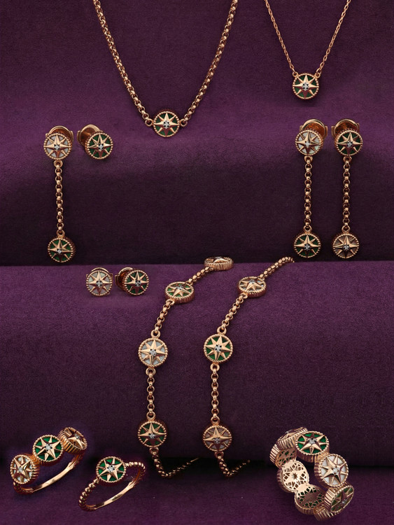 Колье из золота c бриллиантами, малахитом и перламутром