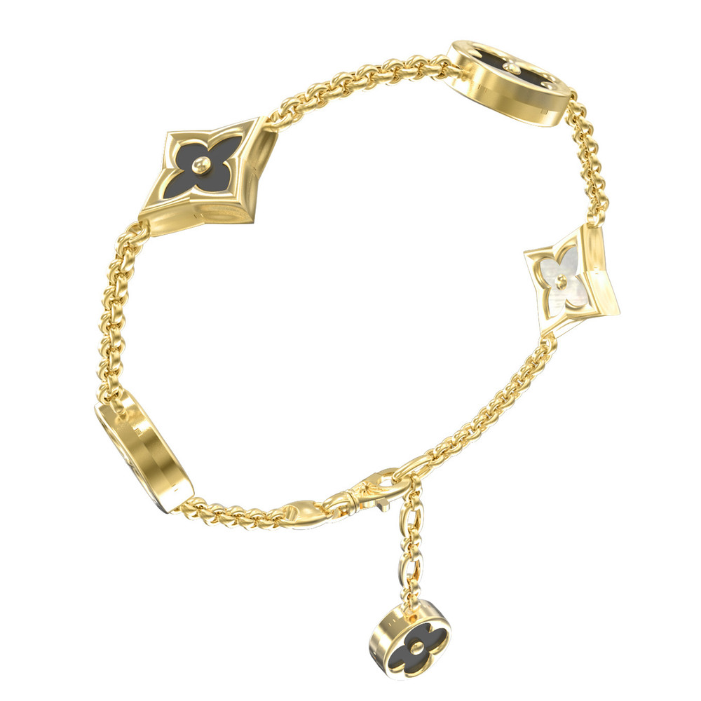 Браслет из лимонного золота c ониксом и перламутром