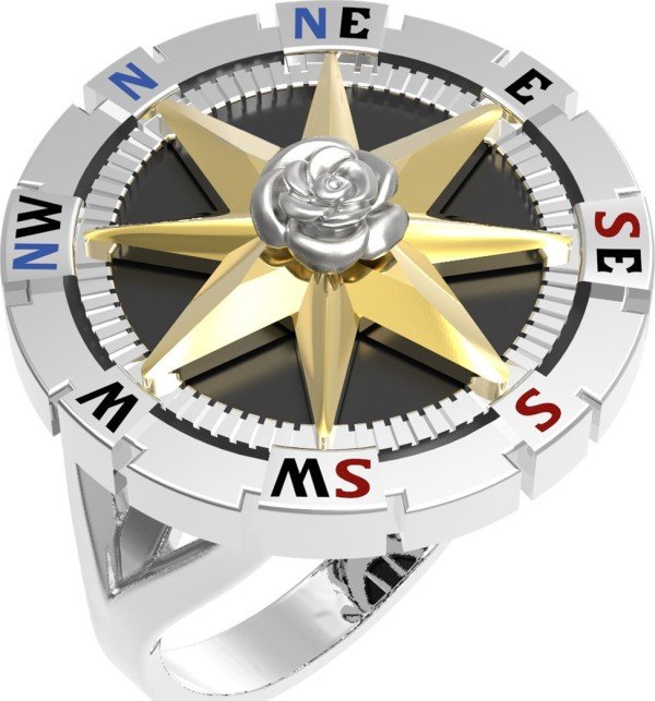 Кольцо из белого золота c эмалью и ониксом