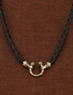 Гайтан из лимонного золота c кожаным шнурком