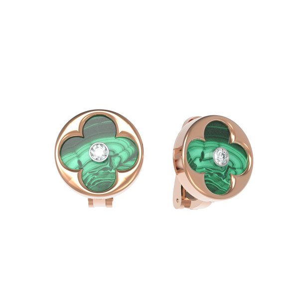 Серьги из золота c бриллиантами и малахитом