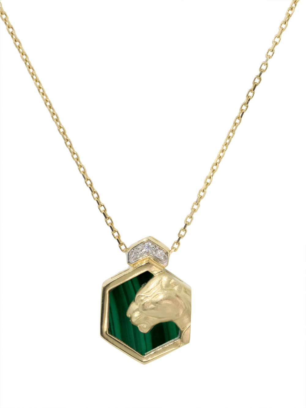 Колье из лимонного золота c бриллиантами и малахитом