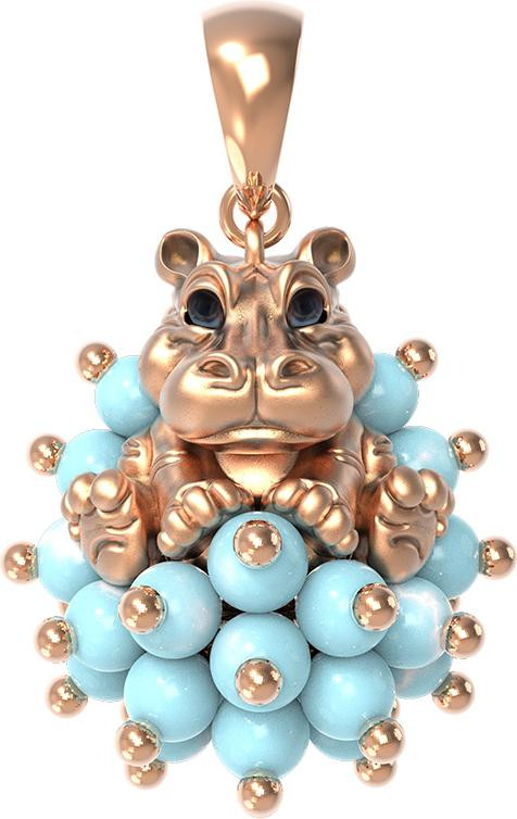 Подвеска из золота c эмаль и бирюзой