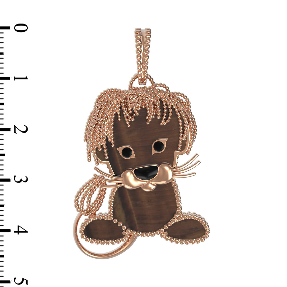 Подвеска из золота c эмаль и тигровым глазом