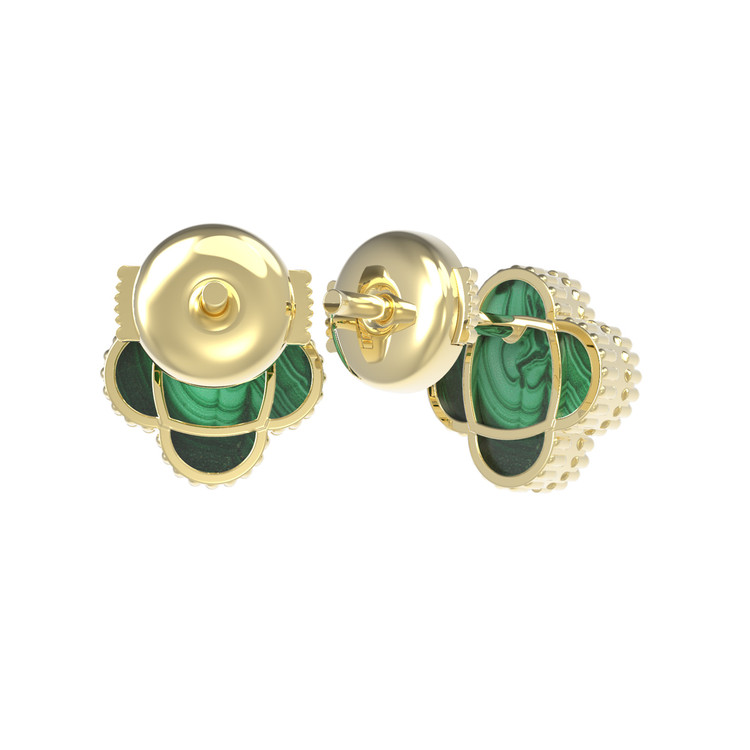 Серьги из лимонного золота c малахитом