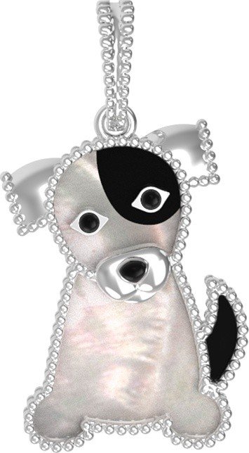 Подвеска из белого золота c эмалью, ониксом и перламутром