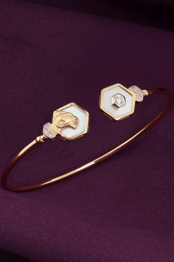 Браслет из золота 585 пробы c бриллиантами и перламутром