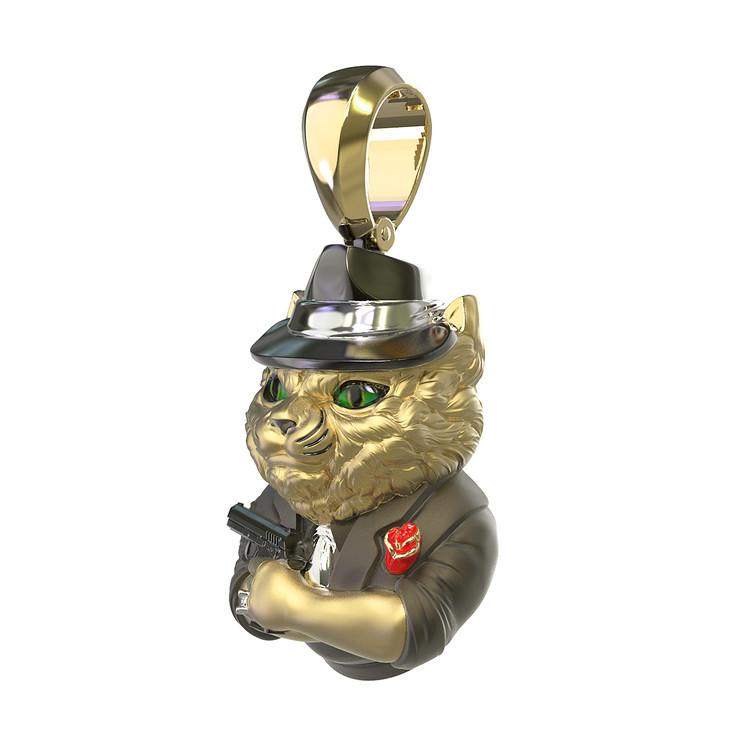 Подвеска из лимонного золота c эмаль , бриллиантами и рубином