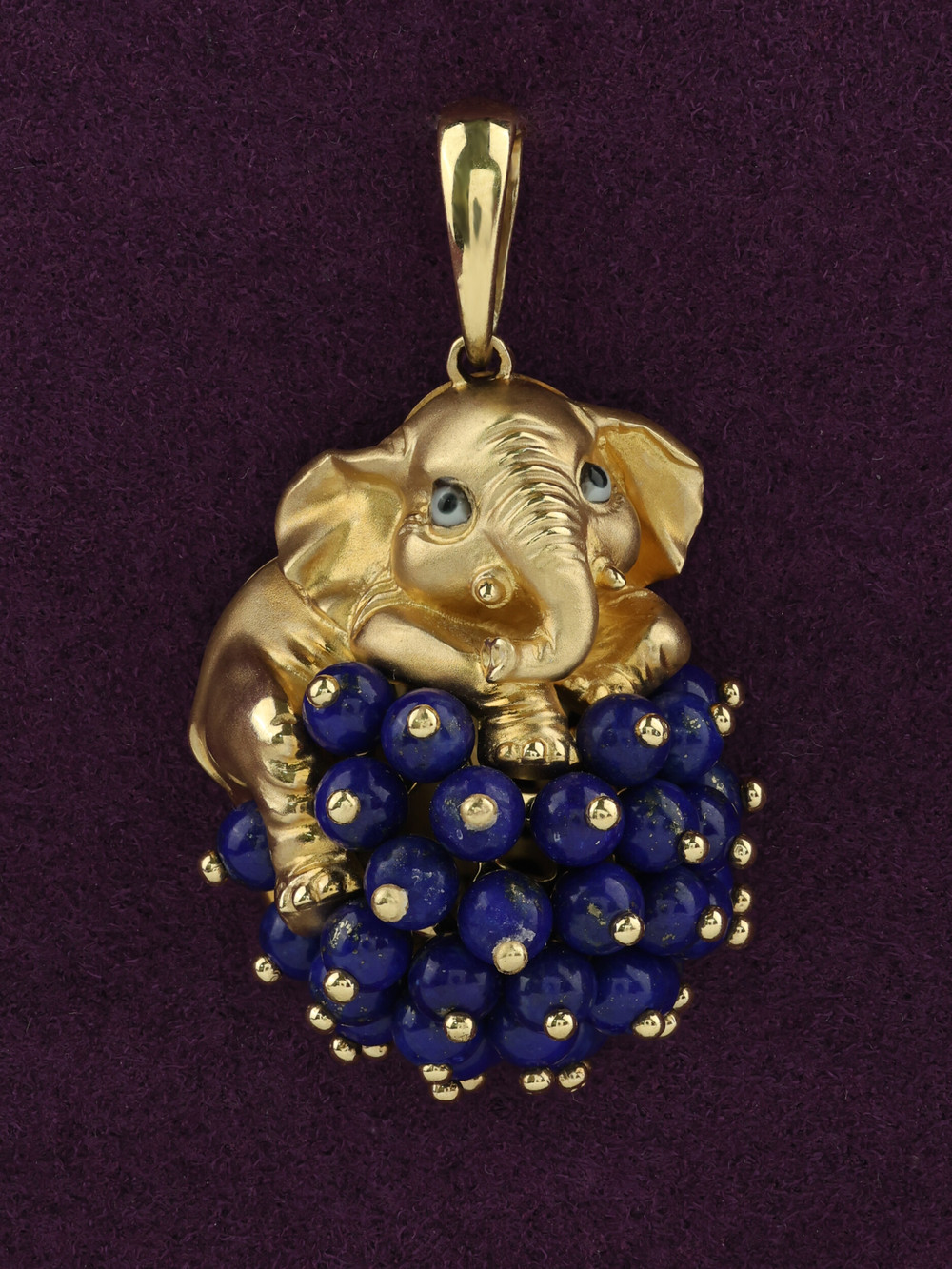 Подвеска из лимонного золота c эмаль и лазуритом