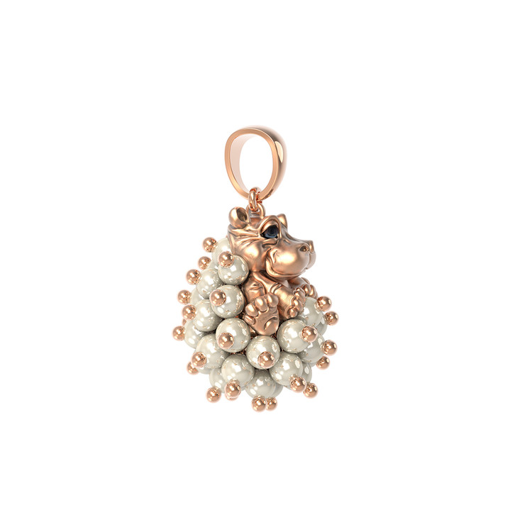 Подвеска из золота c эмаль и жемчугом