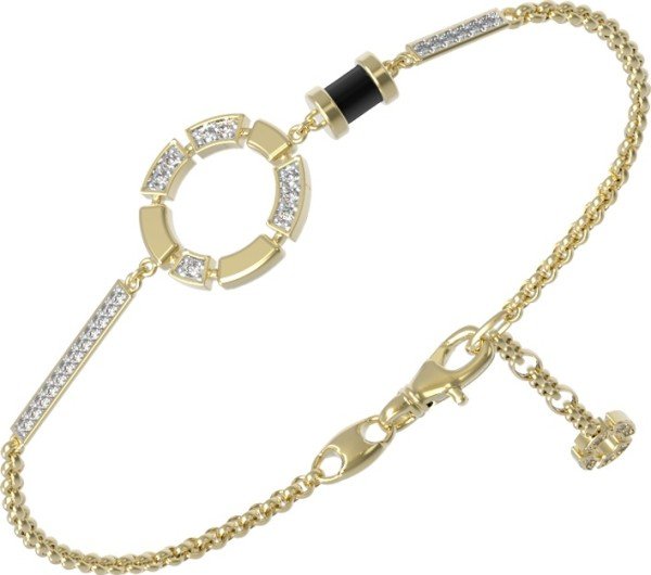 Браслет из лимонного золота c бриллиантами и ониксом