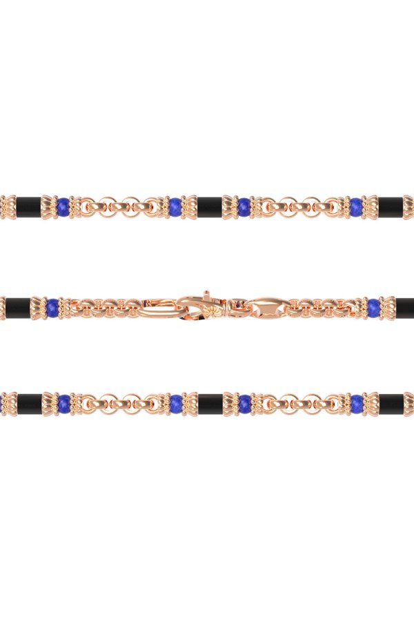 Цепь из золота 585 пробы c ониксом и лазуритом