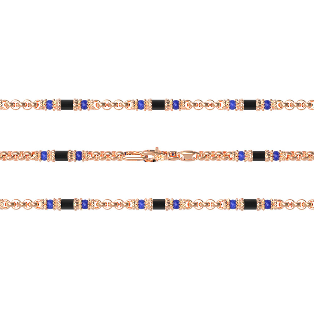 Цепь из золота c ониксом и лазуритом