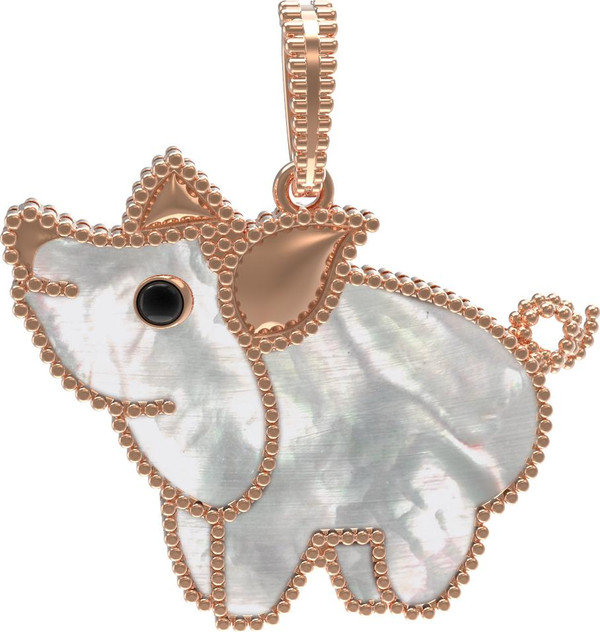 Подвеска из золота c эмаль и перламутром