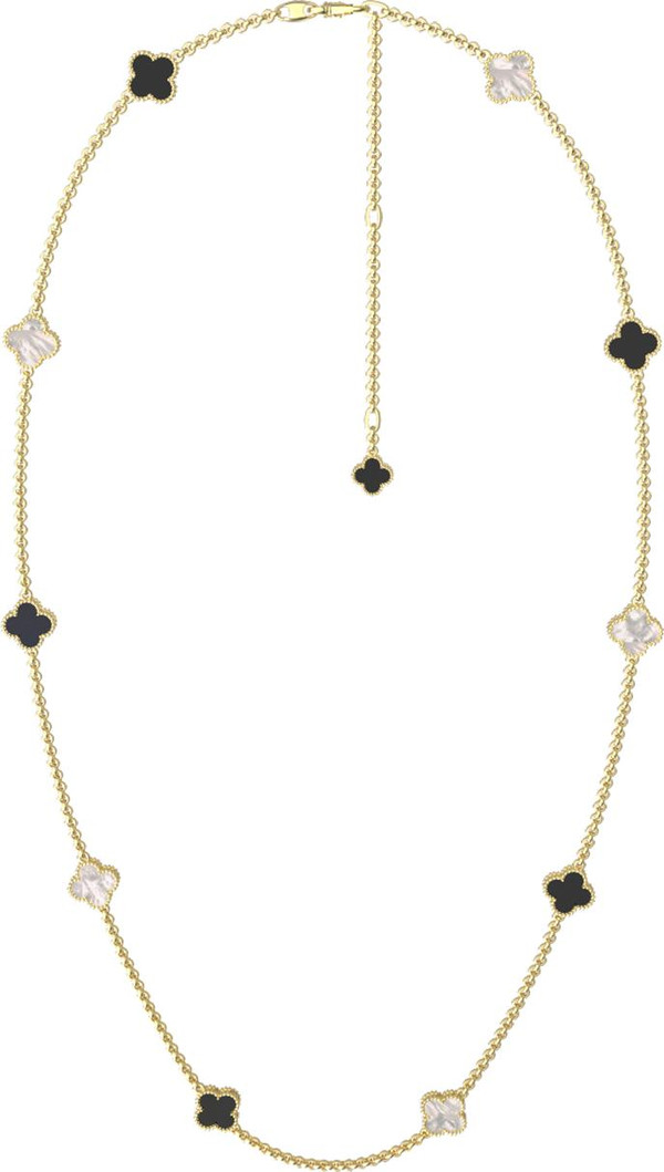 Колье из лимонного золота c ониксом и перламутром